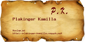 Plakinger Kamilla névjegykártya